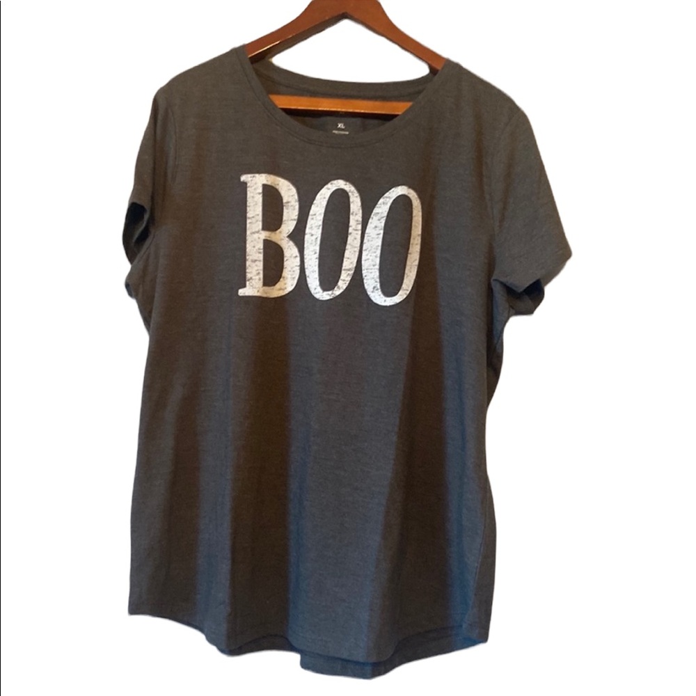 Halloween Short Sleeve Gray/Black BOO Tee